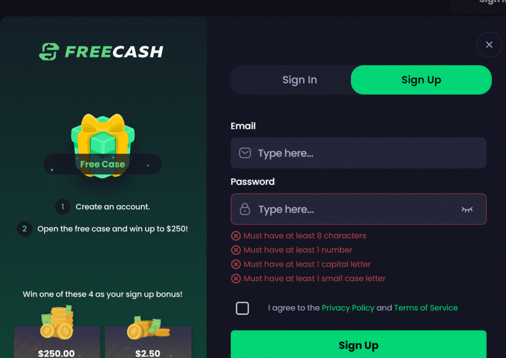 Freecash.com: Earn Money & Rewards review in USA 2024 10 singh up next step